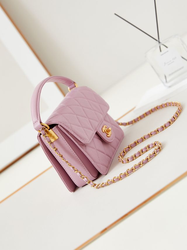 2024 CC original grained calfskin small flap bag AS4038 pink