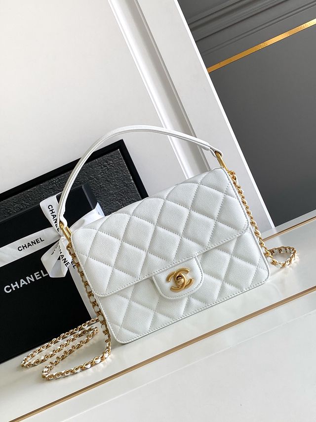 2024 CC original grained calfskin small flap bag AS4038 white