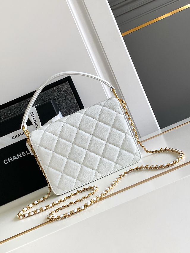 2024 CC original grained calfskin small flap bag AS4038 white