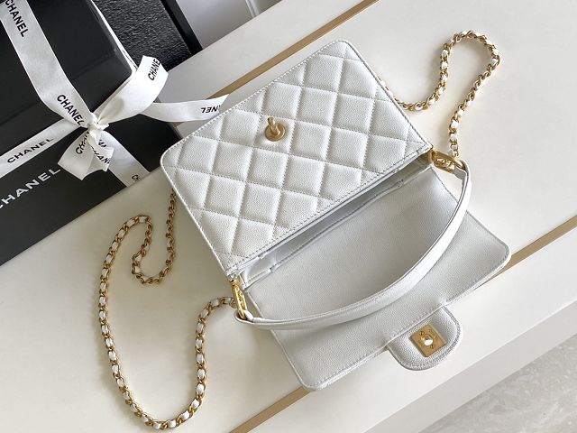 2024 CC original grained calfskin small flap bag AS4038 white