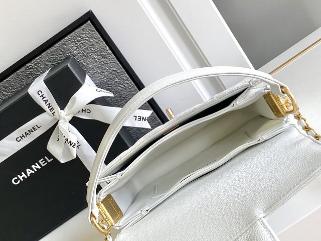 2024 CC original grained calfskin small flap bag AS4038 white