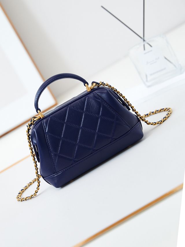 2024 CC original lambskin mini top handle bag AS4958 navy blue