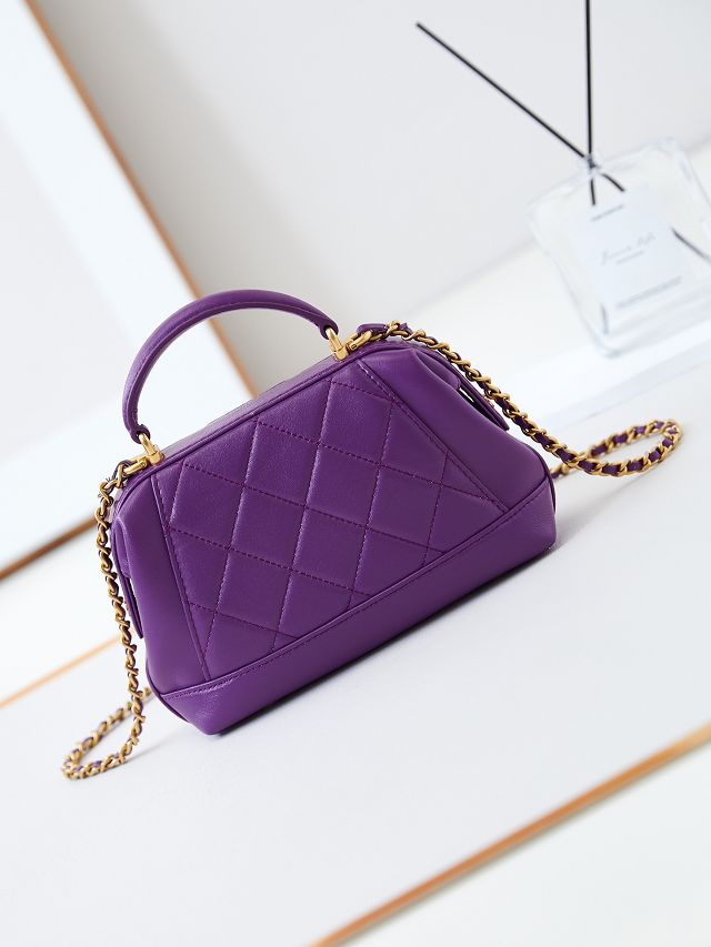 2024 CC original lambskin mini top handle bag AS4958 purple