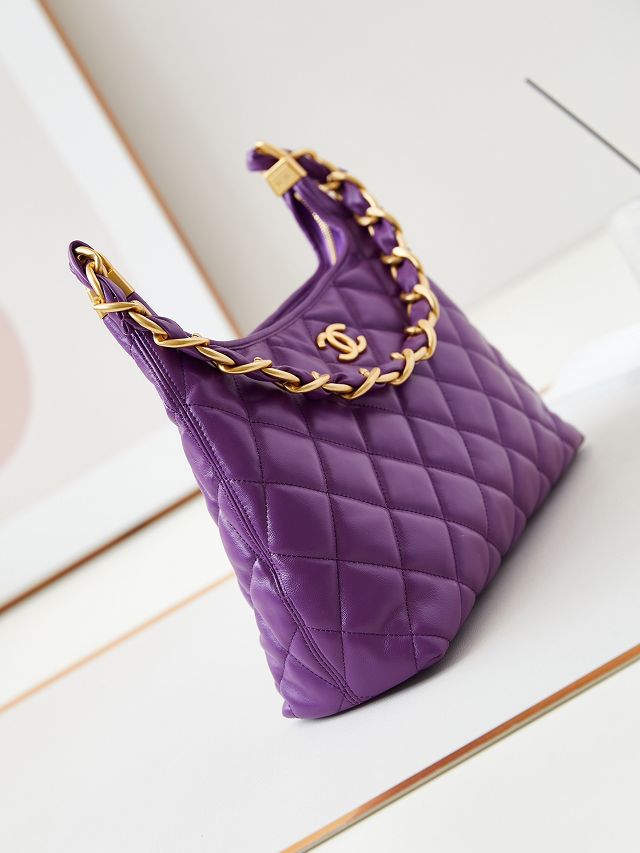 2024 CC original lambskin medium hobo handbag AS4923 purple