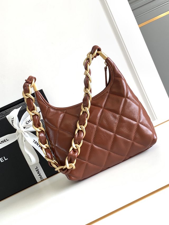 2024 CC original lambskin small hobo handbag AS4922 brown