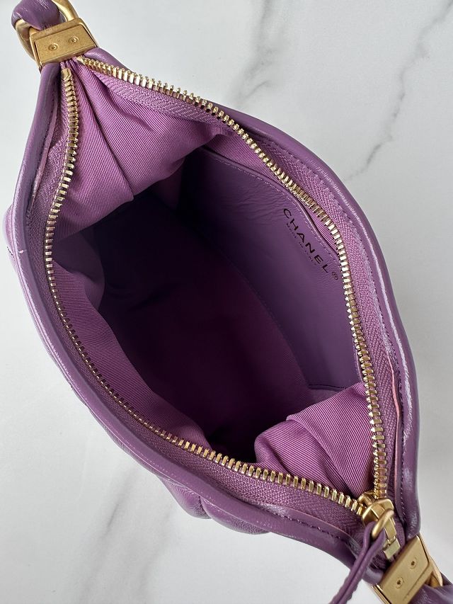 2024 CC original lambskin small hobo handbag AS4922 purple