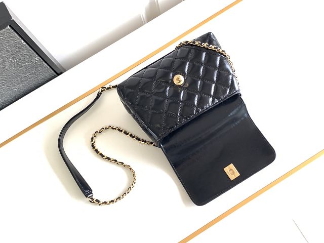 CC original calfskin mini coco handle bag AS2215 black