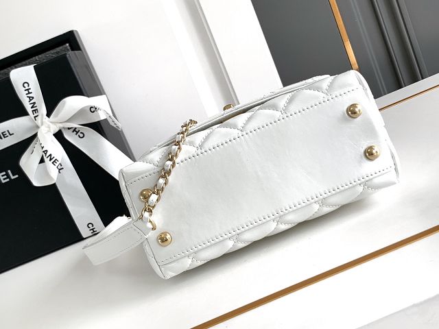 CC original calfskin mini coco handle bag AS2215 white