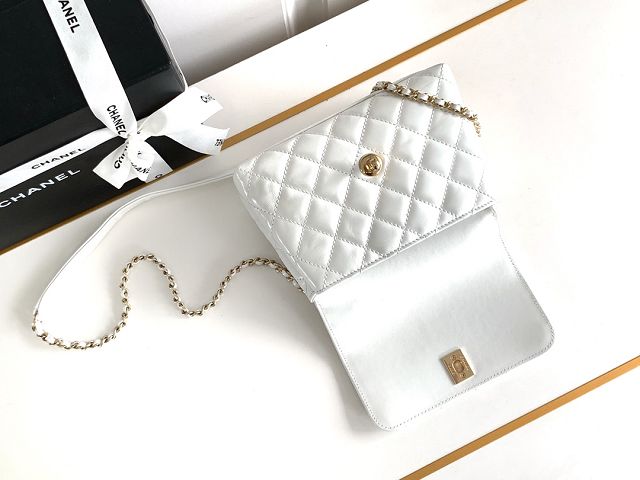 CC original calfskin mini coco handle bag AS2215 white