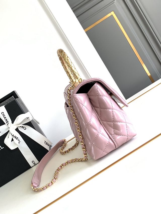 CC original calfskin small coco handle bag A92990 pink