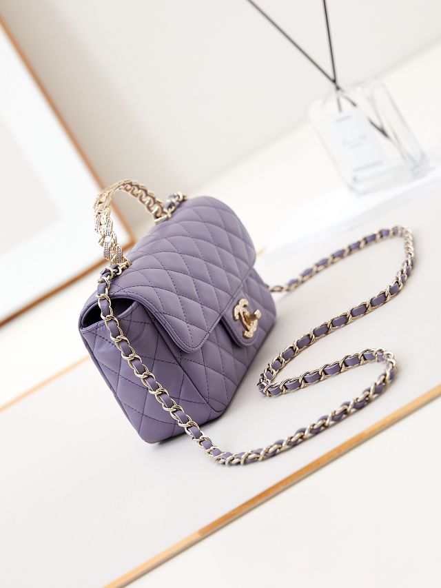 2024 CC original lambskin mini top handle bag AS4924 light purple