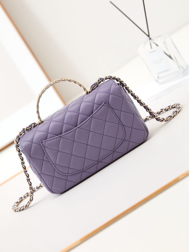 2024 CC original lambskin mini top handle bag AS4924 light purple