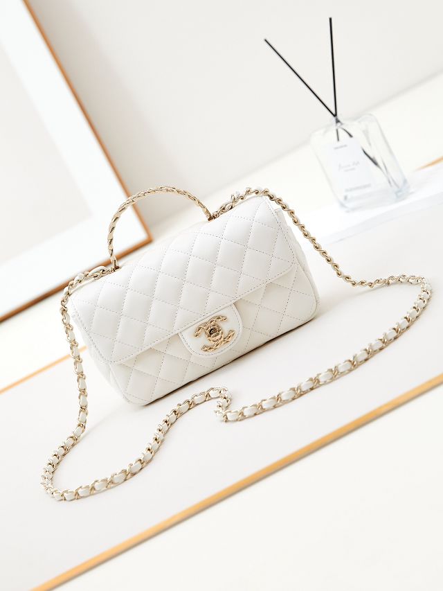 2024 CC original lambskin mini top handle bag AS4924 white