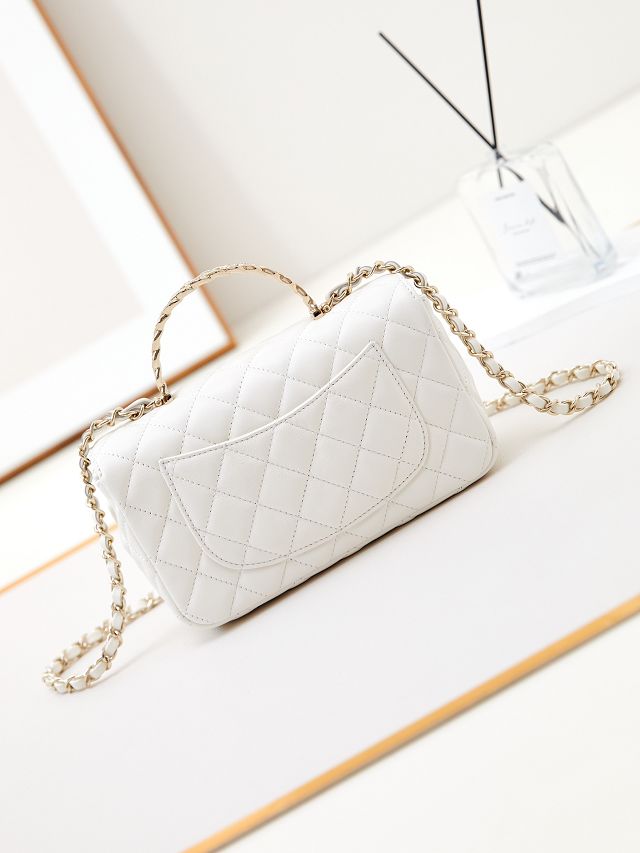 2024 CC original lambskin mini top handle bag AS4924 white