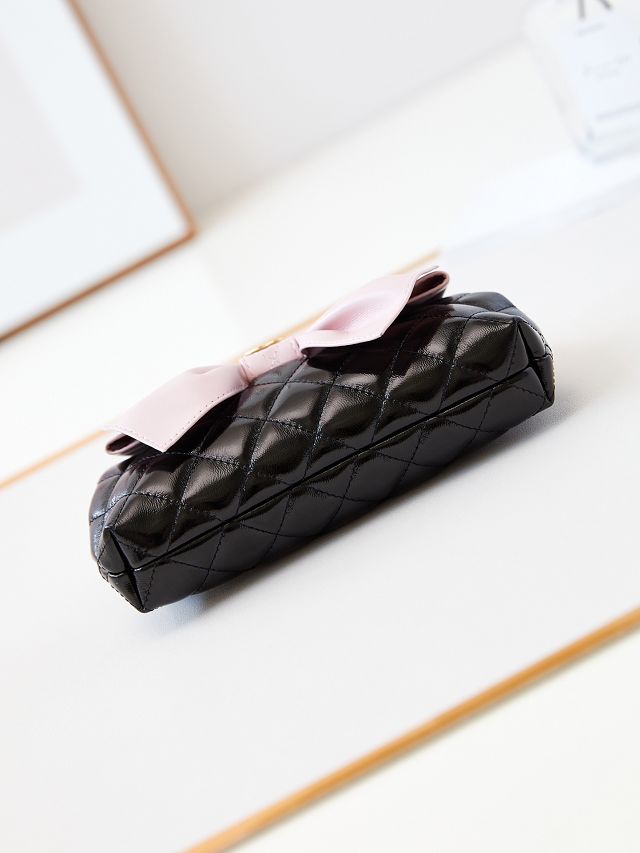 CC original lambskin clutch with chain AP4027 black&pink