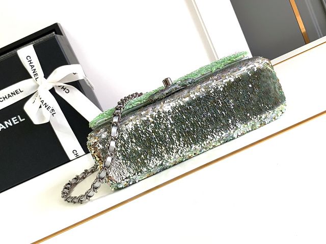 CC original sequins mini flap bag AS2090 pink&green