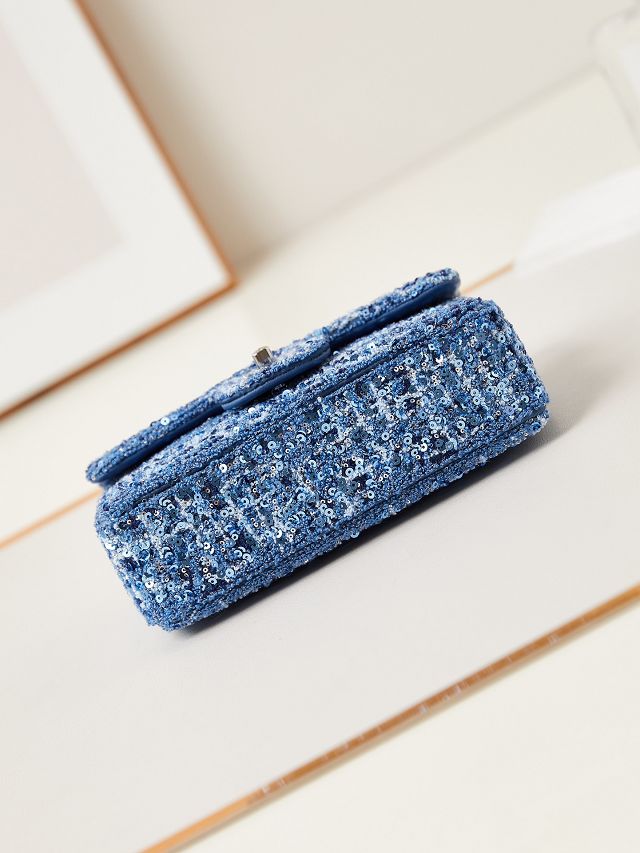 CC original sequins mini flap bag AS3269 blue