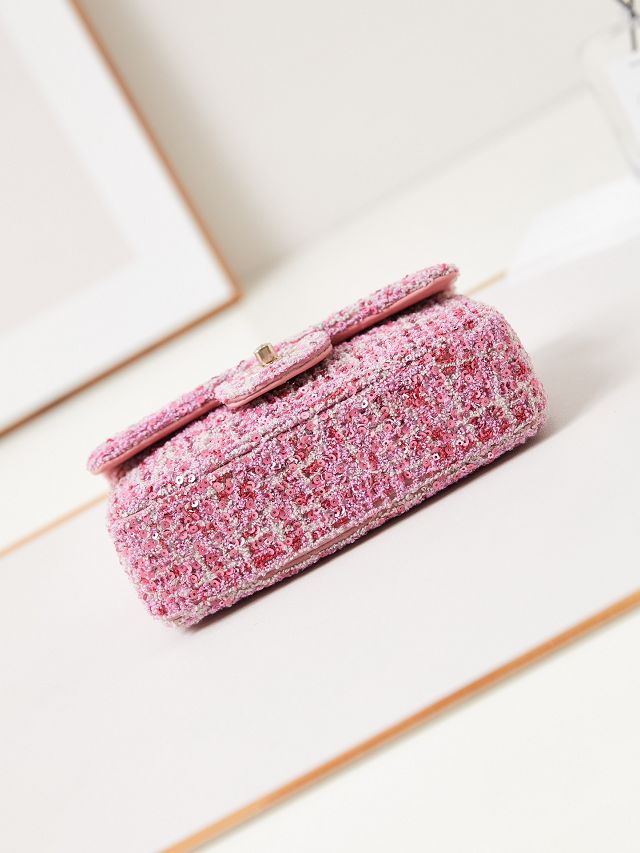 CC original sequins mini flap bag AS3269 pink