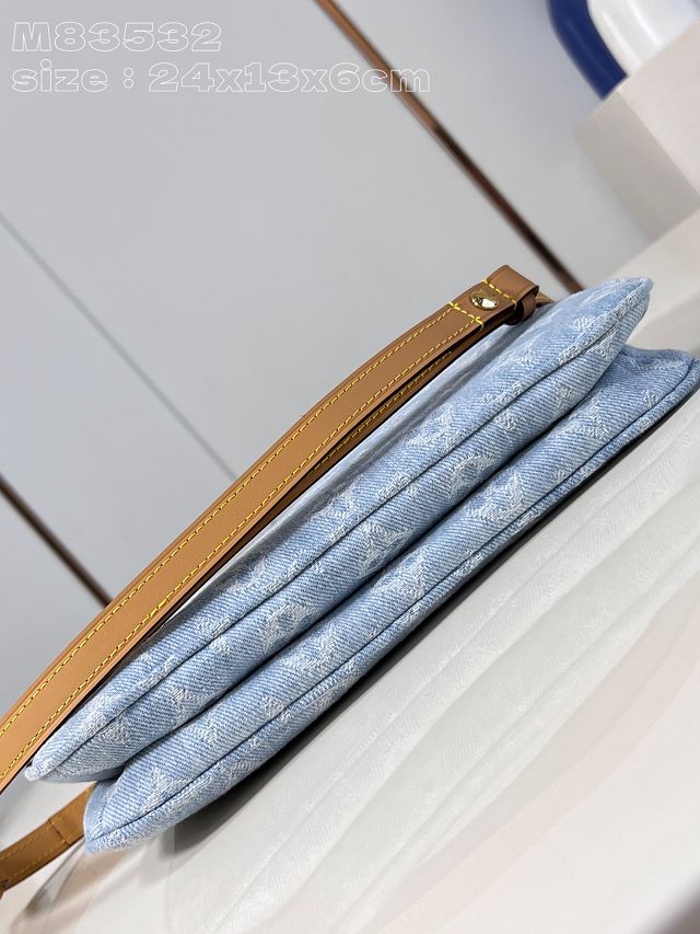 Louis vuitton original denim liv pochette M83532 light blue