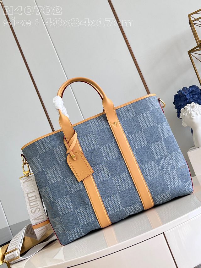 Louis vuitton original denim weekend tote bag N40702 blue