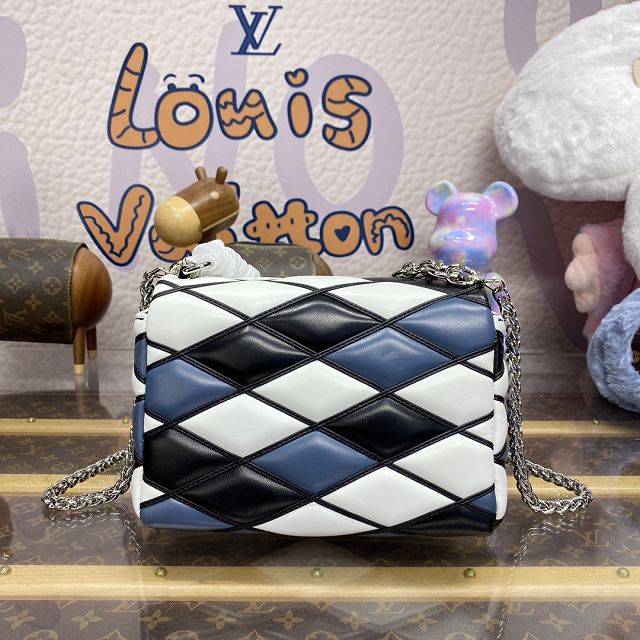 Louis vuitton original lambskin GO-14 medium handbag M22891 white&black&blue