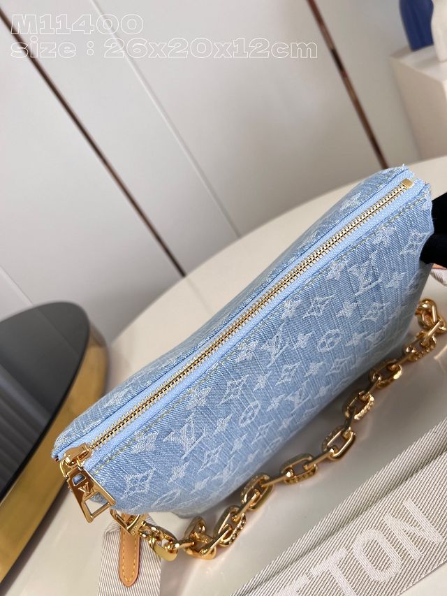 Louis vuitton original denim coussin pm bag M11400 light blue