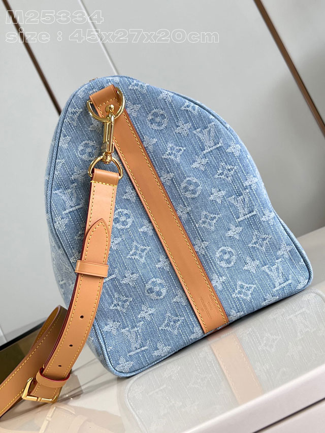 Louis vuitton original denim keepall 45 M25334 light blue