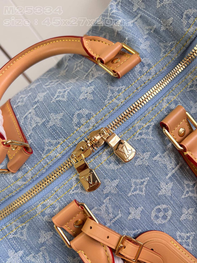 Louis vuitton original denim keepall 45 M25334 light blue