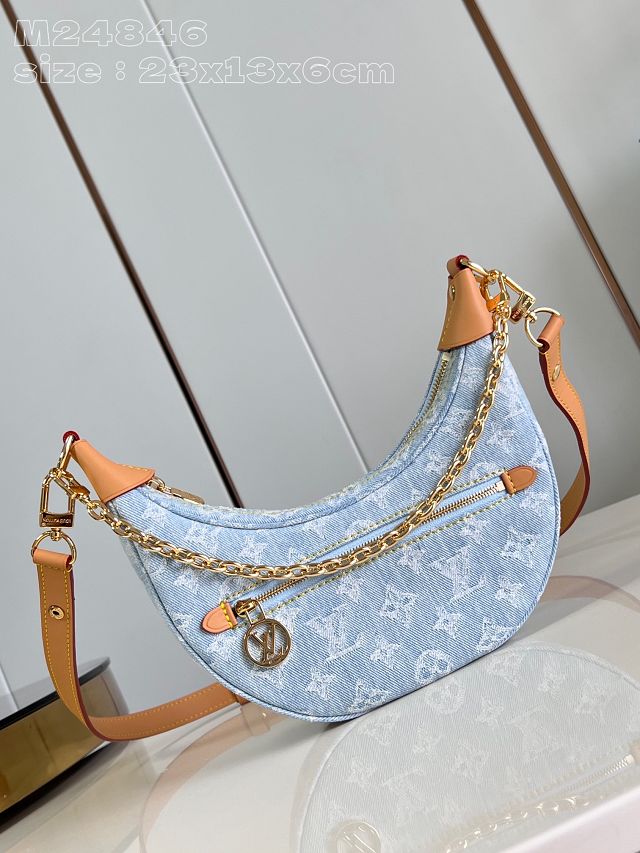 Louis vuitton original denim loop PM handbag M24846 light blue