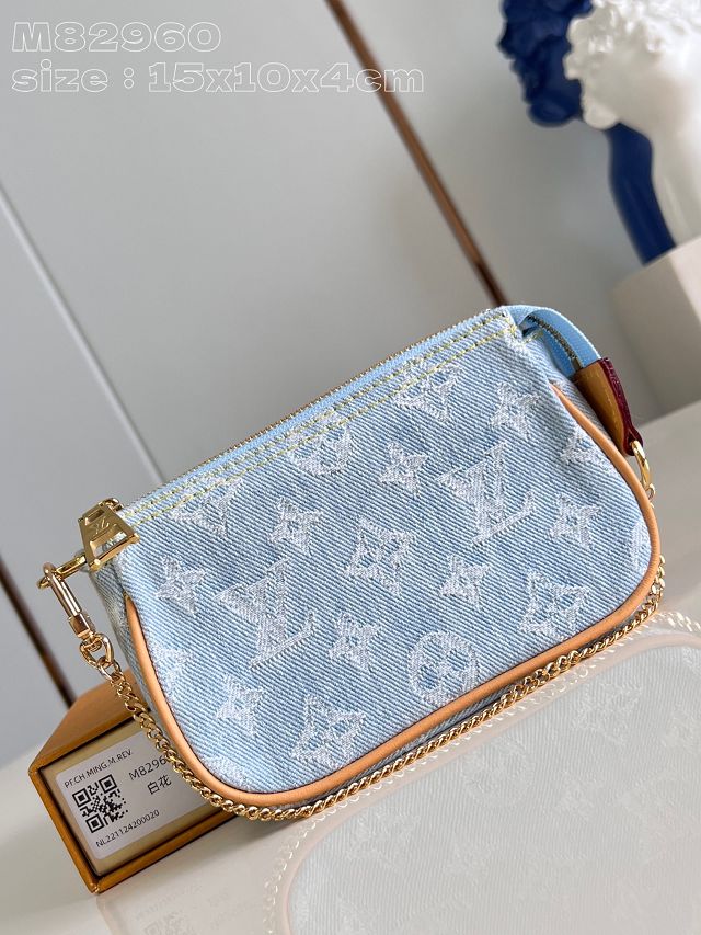 Louis vuitton original denim mini pochette M82960 light blue