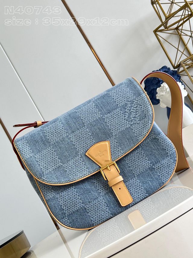 Louis vuitton original denim montsouris messenger MM N40743 blue