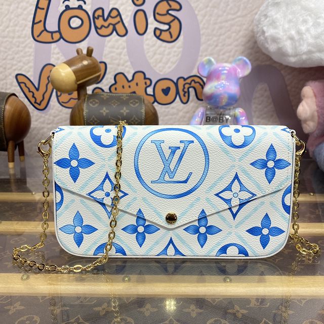 Louis vuitton original monogram canvas pochette felicie M11459 blue