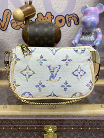 Louis vuitton origianl denim mini pochette accessoires M58009 white