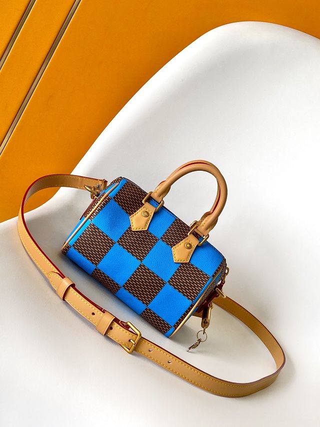 Louis vuitton original damier canvas nano speedy 18 N40595 blue