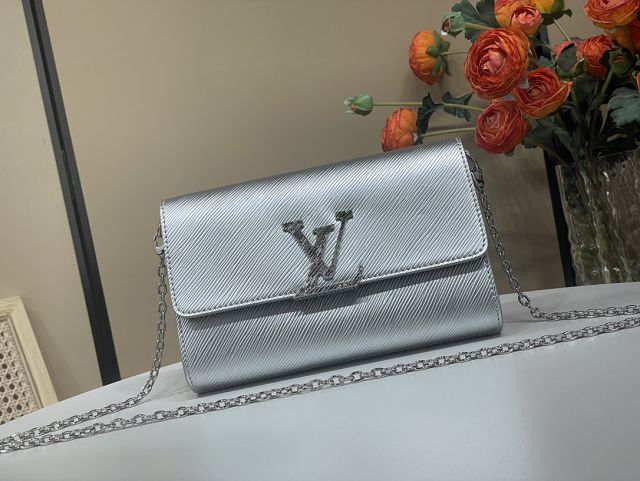 Louis vuitton original epi leather louise pochette M23756 silver