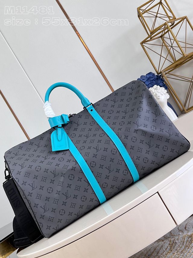 Louis vuitton original monogram eclipse keepall 55 M11481 blue