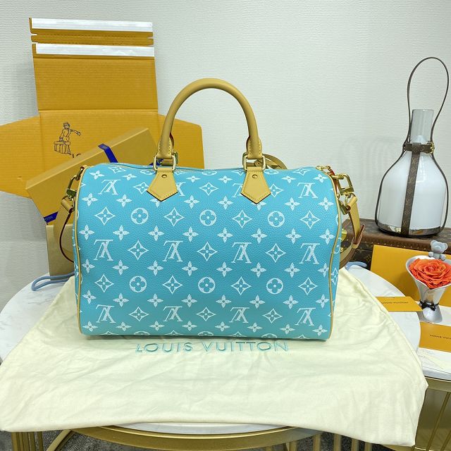 Louis vuitton original soft calfskin speedy P9 40 M11564 turquoise