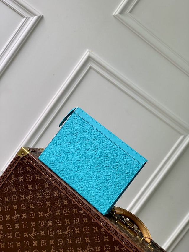 Louis vuitton original calfskin voyage pochette M11466 blue