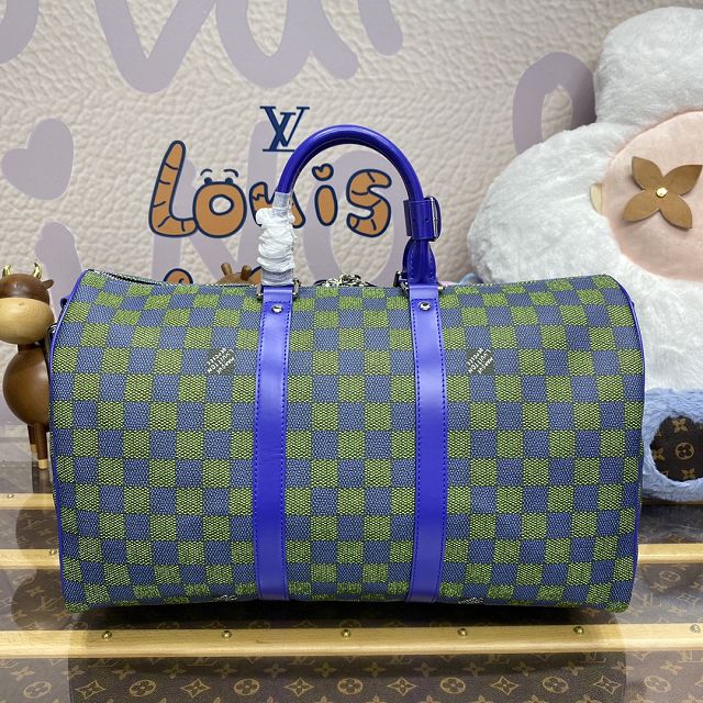 Louis vuitton original damier graphite keepall 45 N41418 blue&green