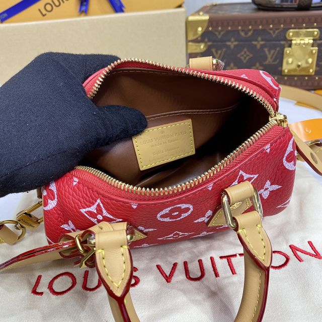 Louis vuitton original soft calfskin nano speedy 18 M24419 red