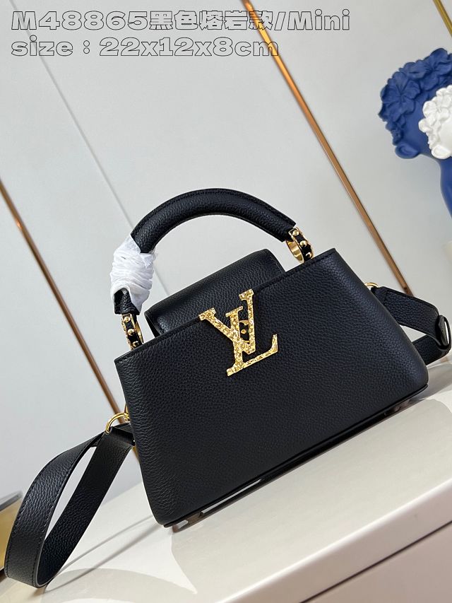 Louis vuitton original calfskin capucines east west mini M24671 black