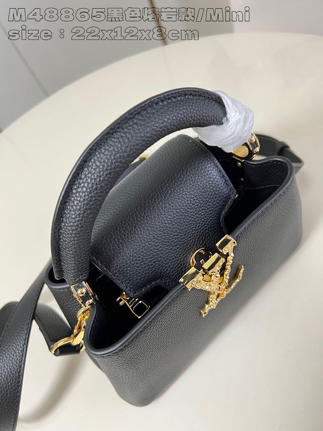 Louis vuitton original calfskin capucines east west mini M24671 black