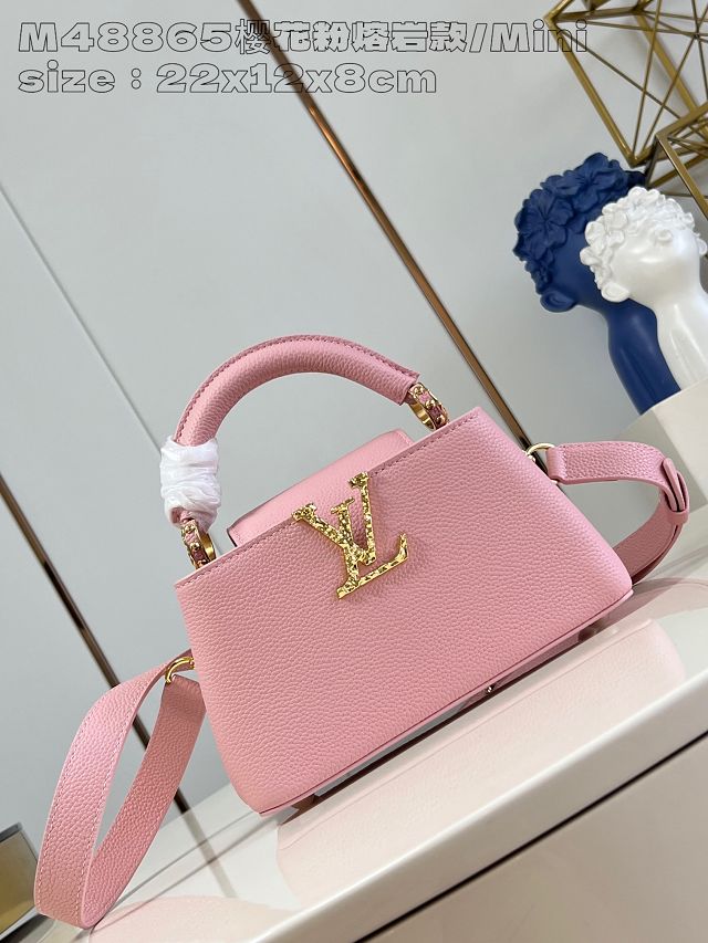 Louis vuitton original calfskin capucines east west mini M24671 pink