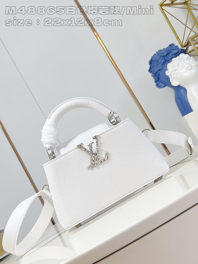 Louis vuitton original calfskin capucines east west mini M24671 white