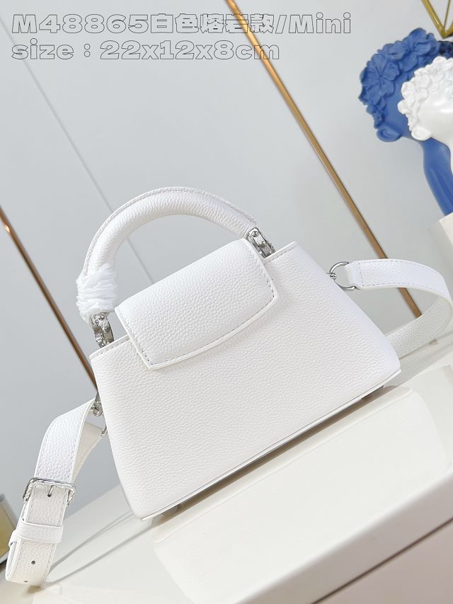 Louis vuitton original calfskin capucines east west mini M24671 white