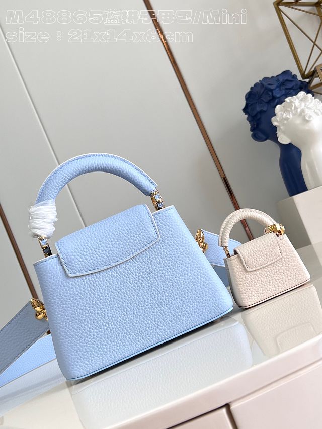 Louis vuitton original calfskin capucines mini handbag M24563 blue