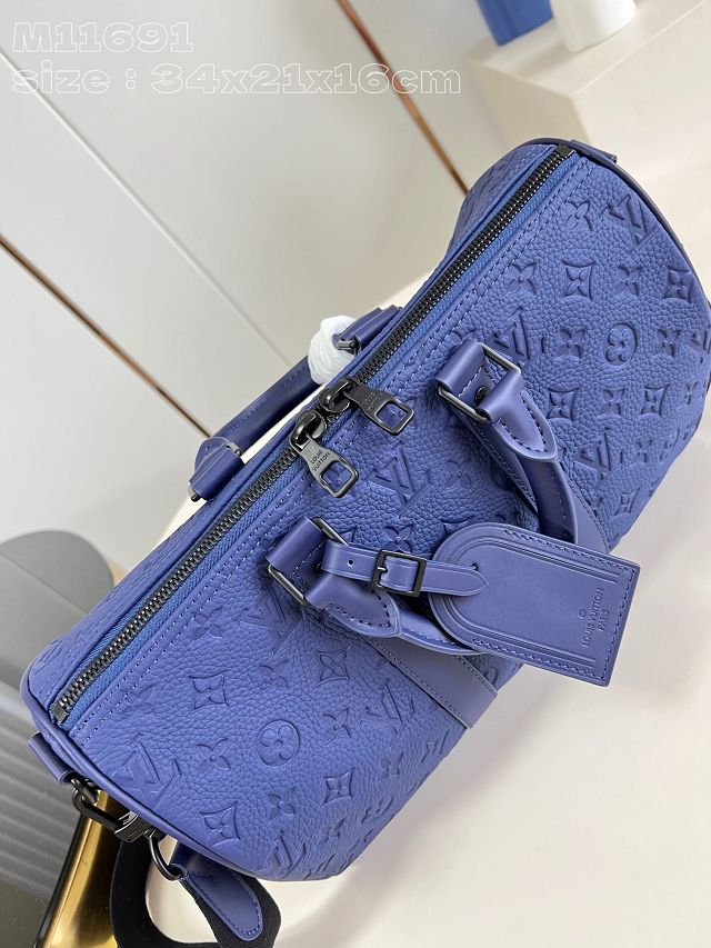 Louis vuitton original calfskin keepall 35 M11691 blue