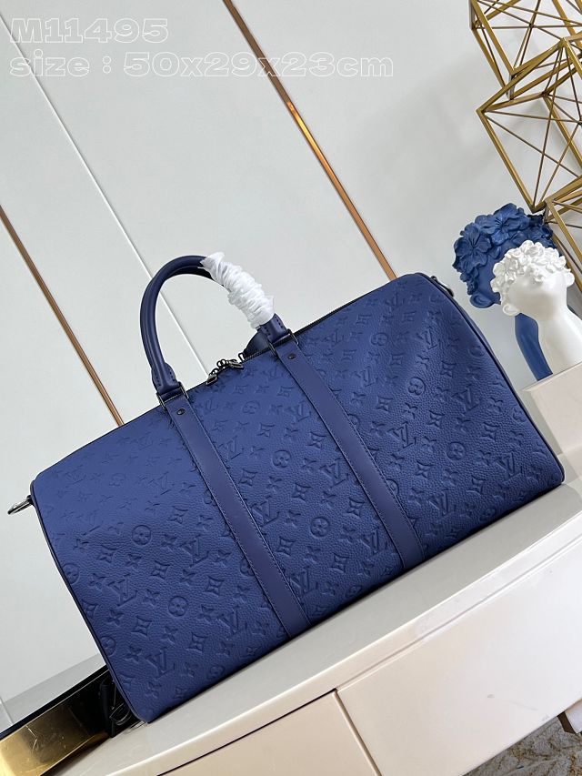 Louis vuitton original calfskin keepall 50 M11495 blue