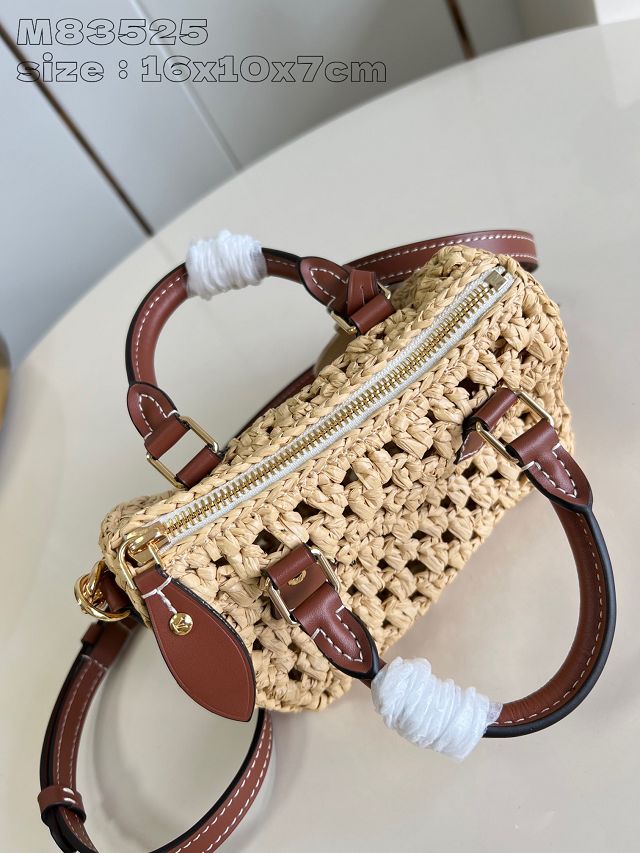 Louis vuitton original raffia nano speedy handbag M83525 natural