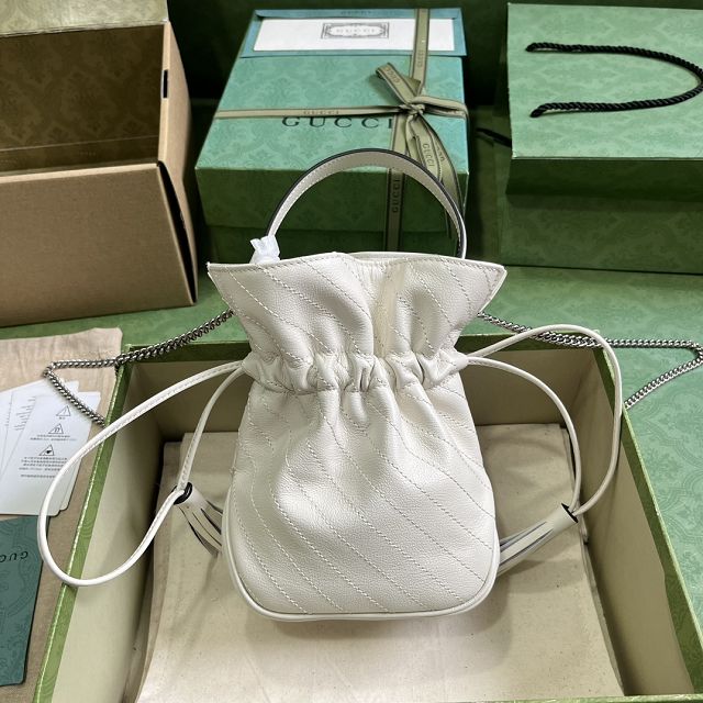 GG original calfskin blondie mini bucket bag 760313 white